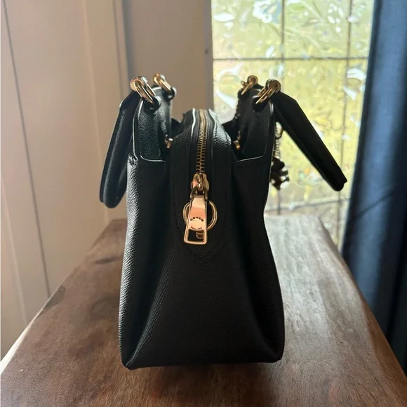 Black Coach Crossbody Purse with Gold Accents - Picture 4 of 13